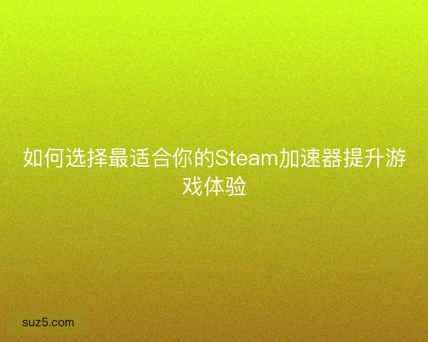 如何选择最适合你的Steam加速器提升游戏体验